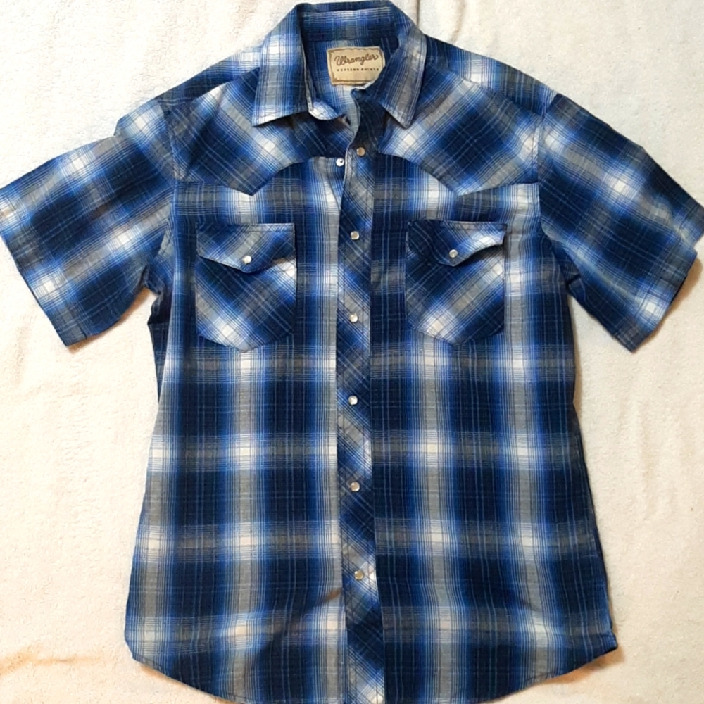 Wrangler Men's Regular Fit Short Sleeve Western Shirt Size Medium - EUC